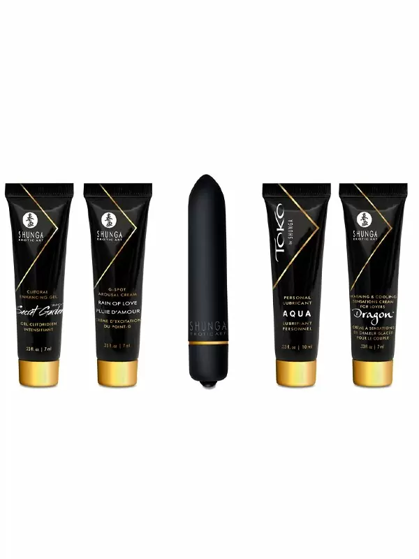 Подарочный набор Shunga Naughty Geisha, 5 предметов: возбуждающие крема, лубрикант, вибропуля 10 скоростей