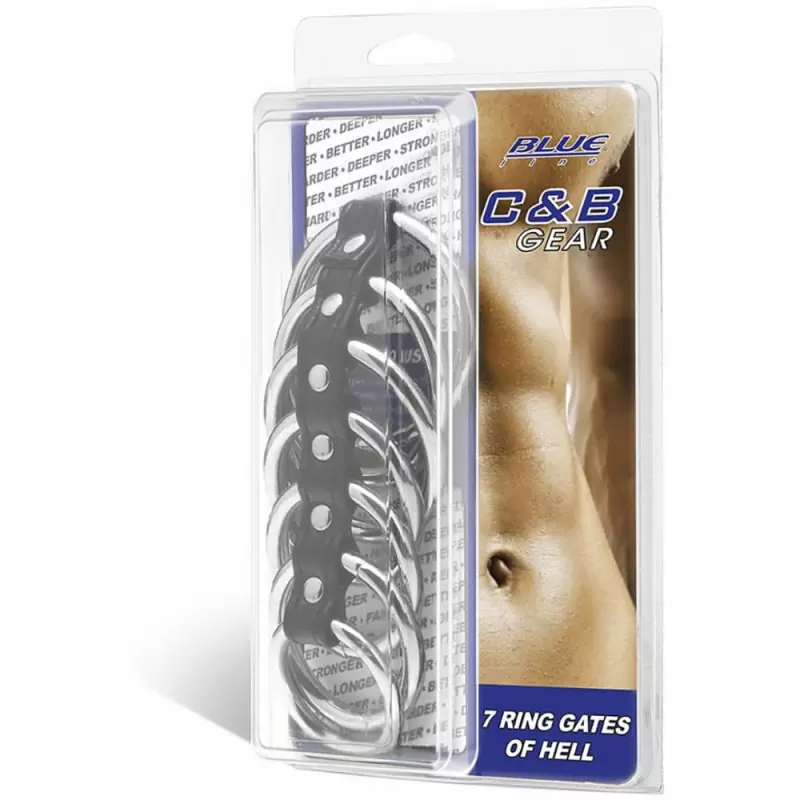 Тяжелый хомут на пенис с 7 кольцами Blueline Ring Gates Of Hell – чёрный