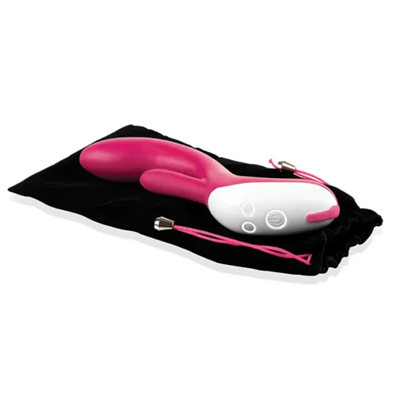 Перезаряжаемый вибратор Nexus Femme Bisous с ротацией и стимулятором клитора - розовый с белым