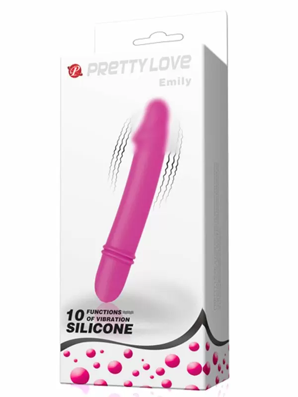 Реалистичный вибратор PrettyLove Emily, 12,7 см, 10 скоростей, силикон, фиолетовый
