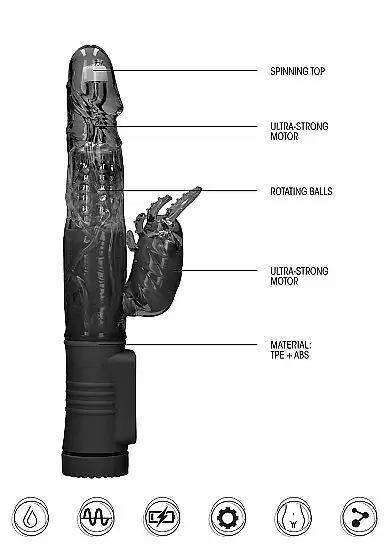 ВИБРАТОР КРОЛИК ROTATING BEETLE - черный