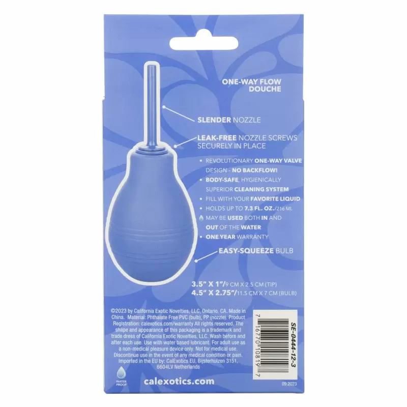 Анальный душ Cheeky One-Way Flow Douche, 20,5 см, ПВХ, синий