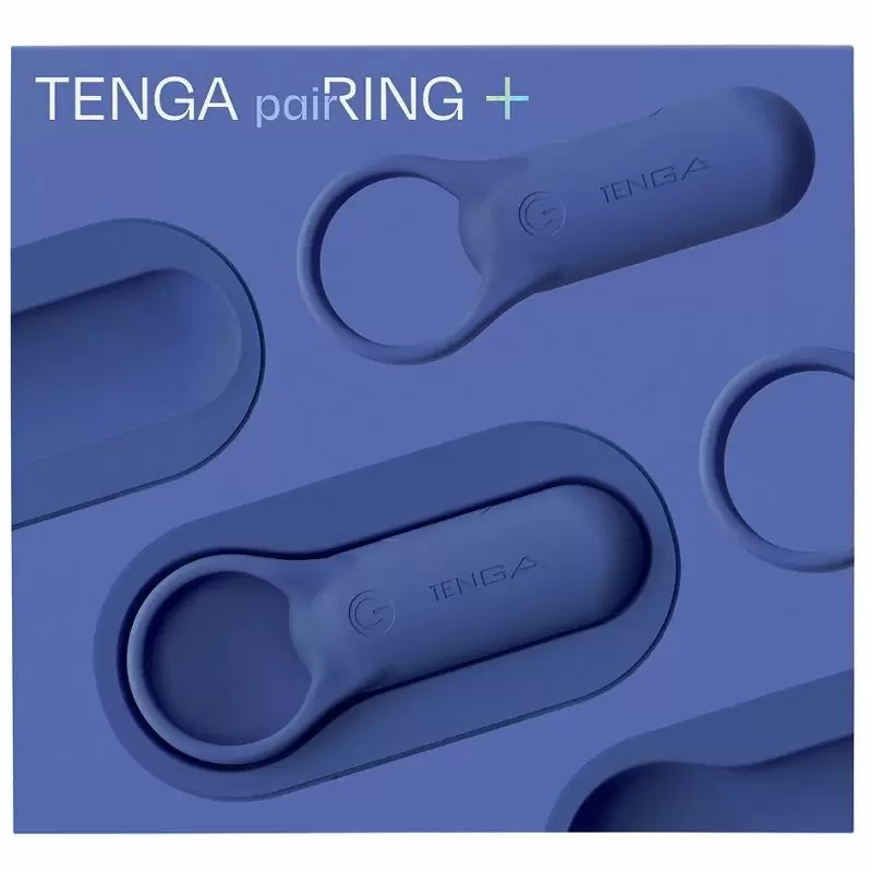 Эрекционное кольцо Tenga paiRING+ с усиленной вибрацией, индиго