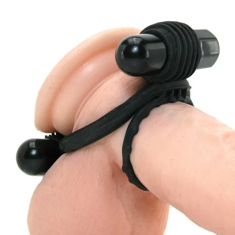 Двойное эрекционное кольцо с вибрацией OptiMALE Vibrating Double C-Ring – черный