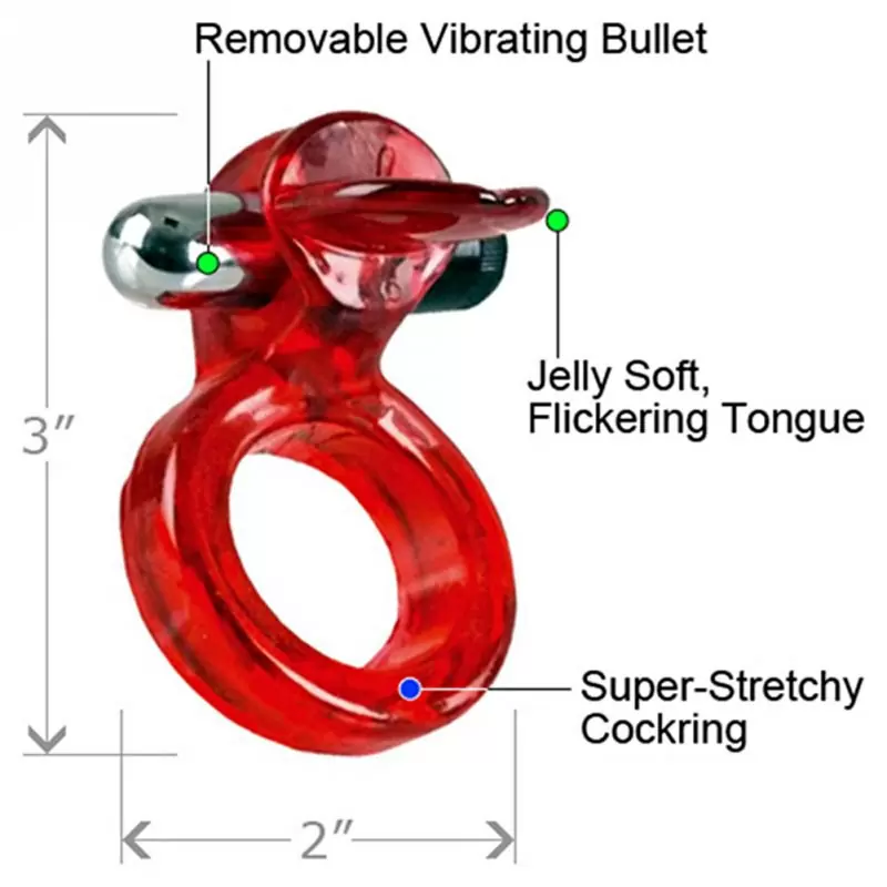Эрекционное виброкольцо со стимулятором клитора Язычок Wireless Clit Flicker – красный