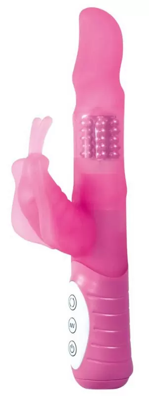 Вибратор двойного действия с ротацией Smile Fancy Pearl - розовый