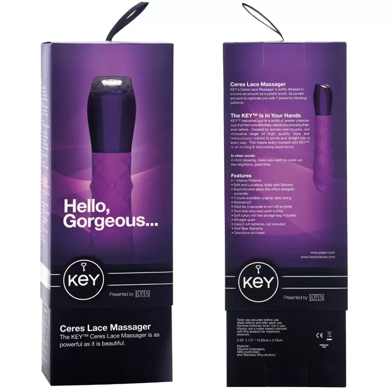 Эргономичный вибратор с кружевным рельефом Ceres Lace - Lavender