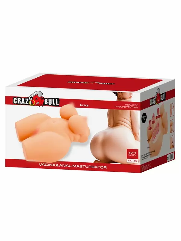 Реалистичный мастурбатор-торс Baile Grace, вагина и анус, 37,5 см, ТПР, телесный
