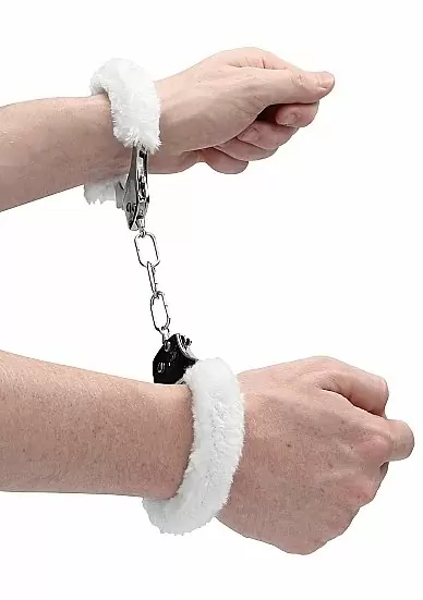 Металллический наручники с замком Furry Pleasure Handcuffs White