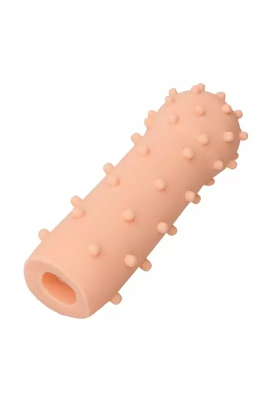 Закрытая длинная насадка с дополнительной стимуляцией для женщины ToyFa XLover Soft booster – телесный