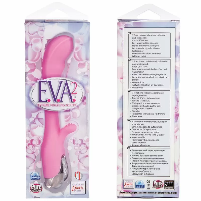 Вибромассажер E.V.A. 2 – Extreme Vibrating Action со стимуляцией клитора – розовый