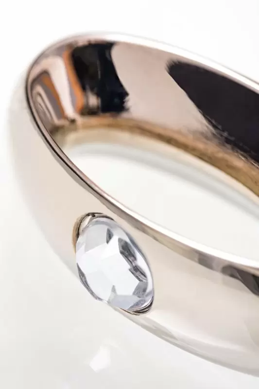 Металлический анальный стимулятор TOYFA с украшением цвета алмаза - серебристый