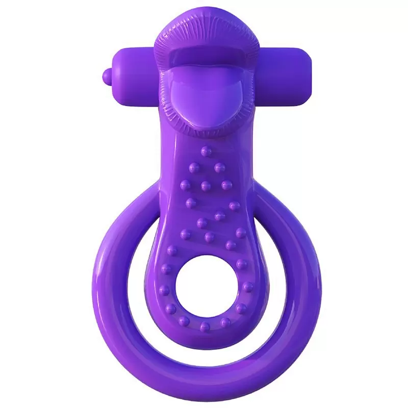 Эрекционное кольцо на пенис и мошонку Lovely Licks Couples Ring с вибрацией – фиолетовый