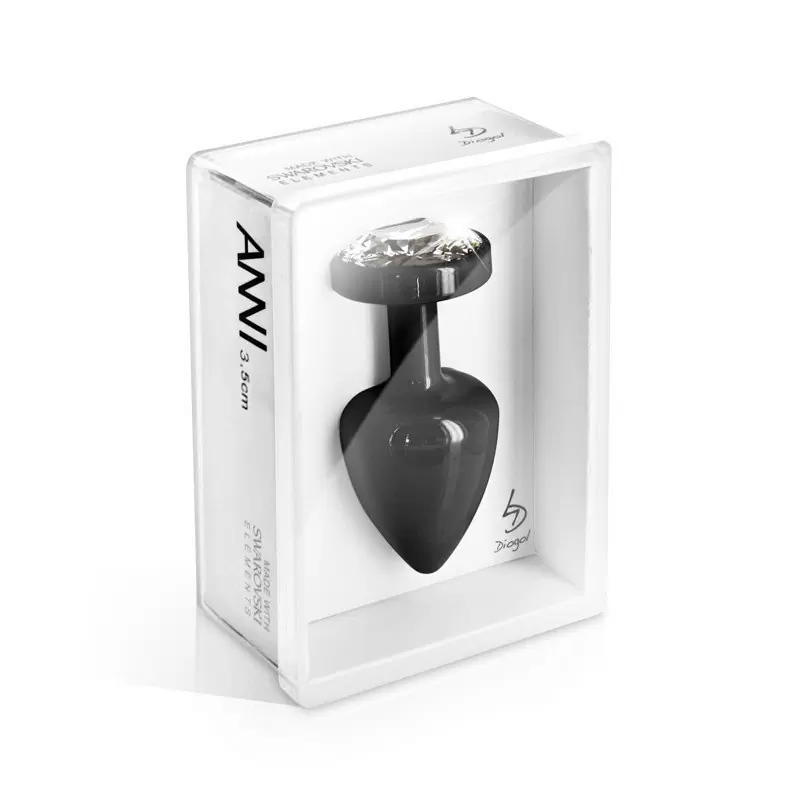 Роскошный анальный плаг Anni Round T3 со стразой в основании – черный