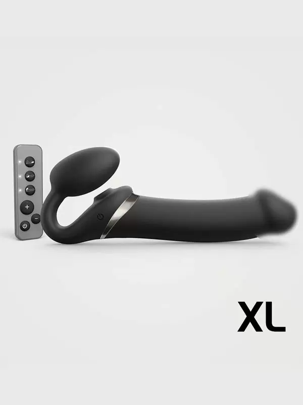 Анатомический страпон Strap-On-Me Multi Orgasm с 3 моторами, безремневой, размер L, черный