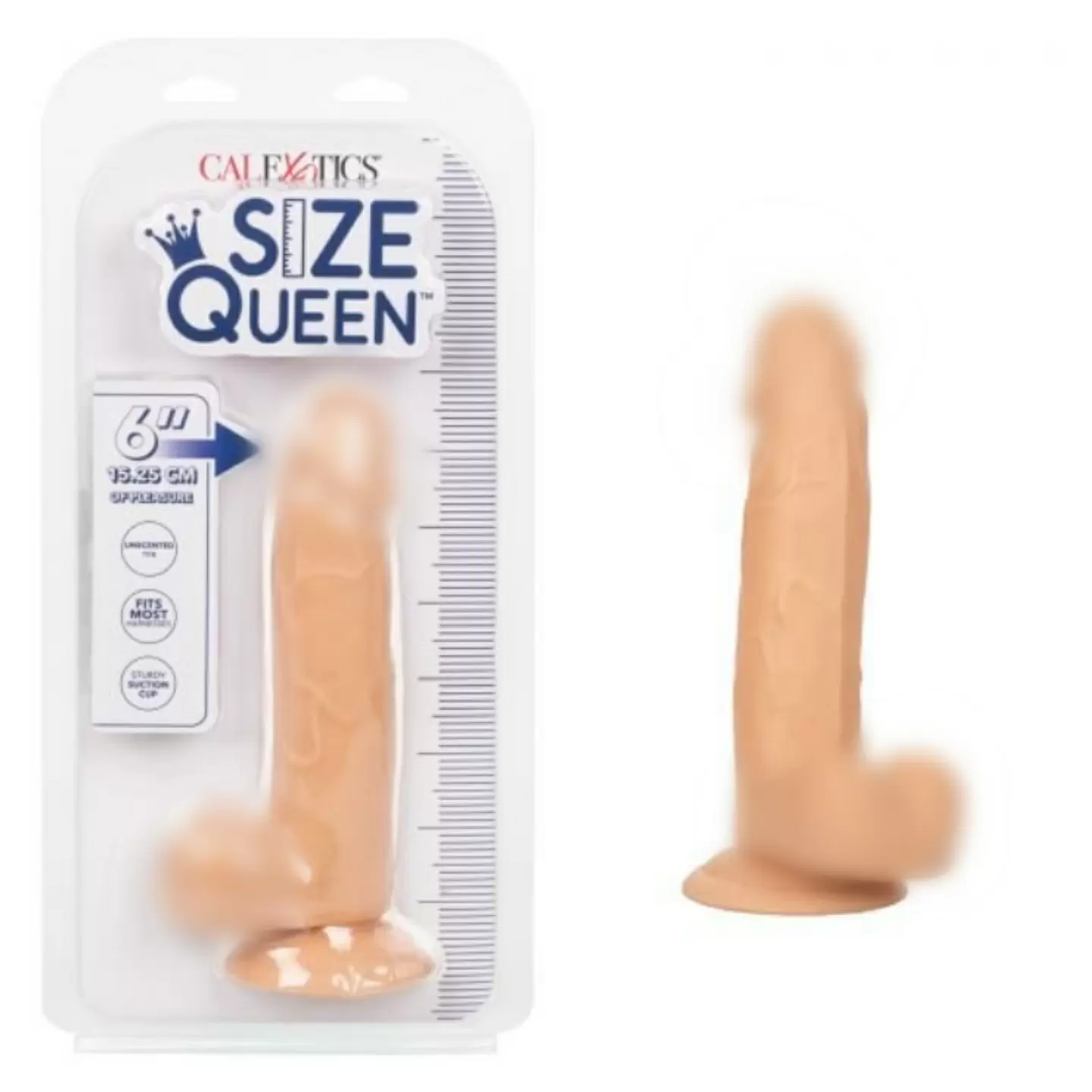 Реалистичный фаллоимитатор SIZE QUEEN, 15.2 см, ТПЕ, светло-телесный