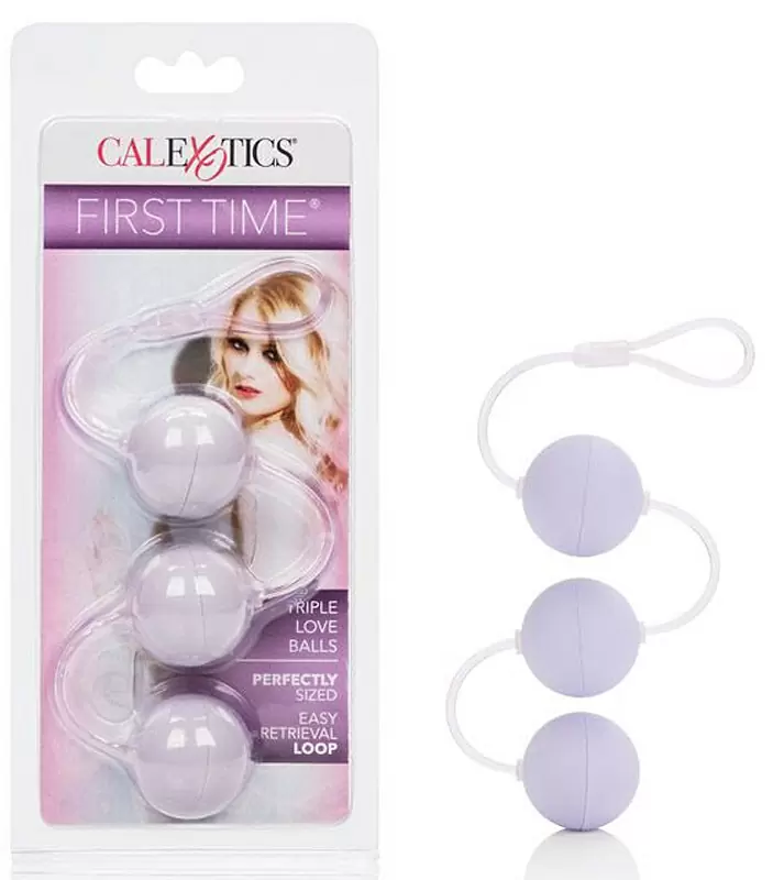 Три вагинальных шарика First Time Triple Lovers на гибкой сцепке – фиолетовый
