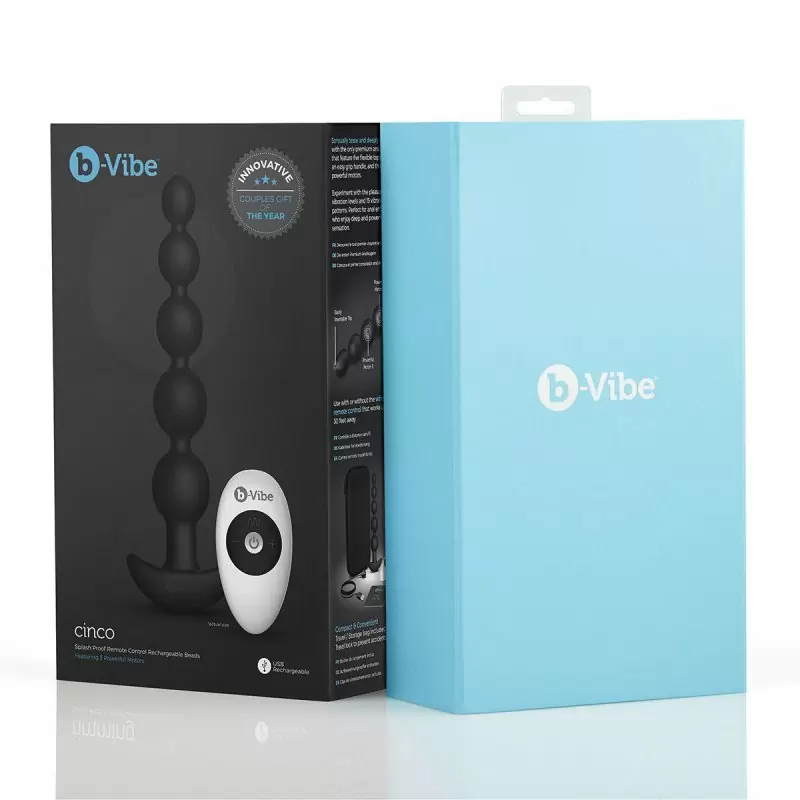 Анальные премиум-бусы с 3 моторами B-Vibe Cinco Anal Beads BLACK