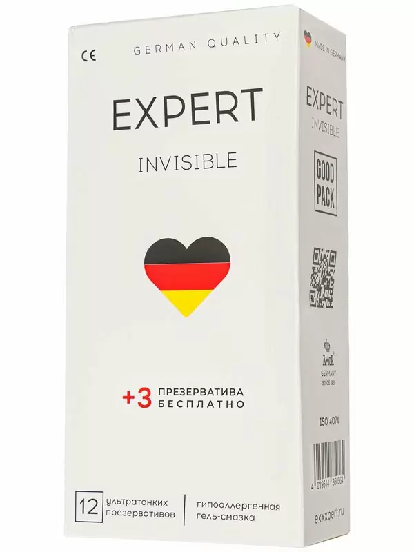 Оригинальные презервативы EXPERT Invisible, ультратонкие, 18 см, 15 шт. в уп.