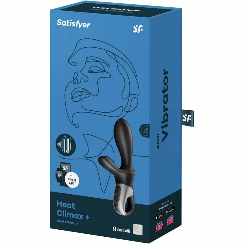 Анальный вибратор Heat Climax +, с функцией нагрева, 20,5 см, силикон , черный
