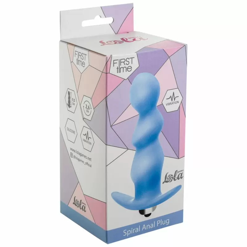 Анальная пробка с вибрацией Spiral Anal Plug Blue (Батарейки ААА) 5008-02lola