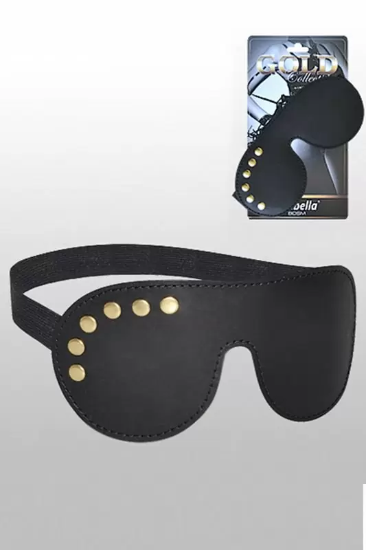 Строгая кожаная маска Sitabella Gold Collection – черный с золотым