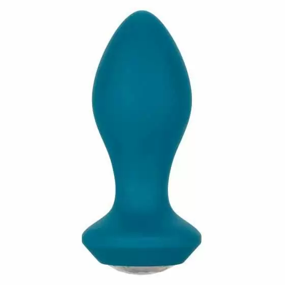 Анальная вибропробка Power Gem Vibrating Petite Crystal Probe, с белым кристаллом, 9,5 см, голубая