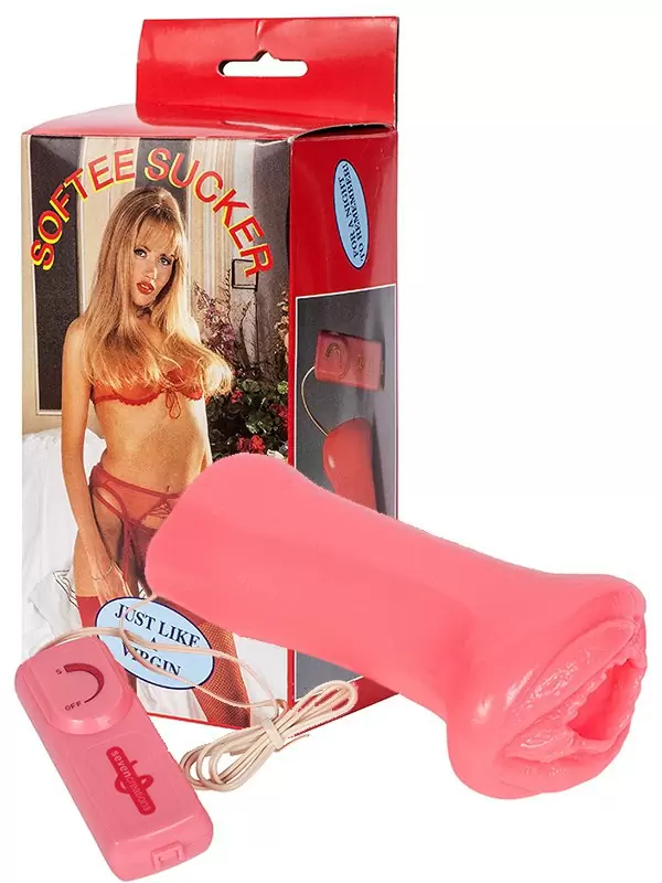 Мини вагина-девственница Softee Sucker с вибрацией – розовая