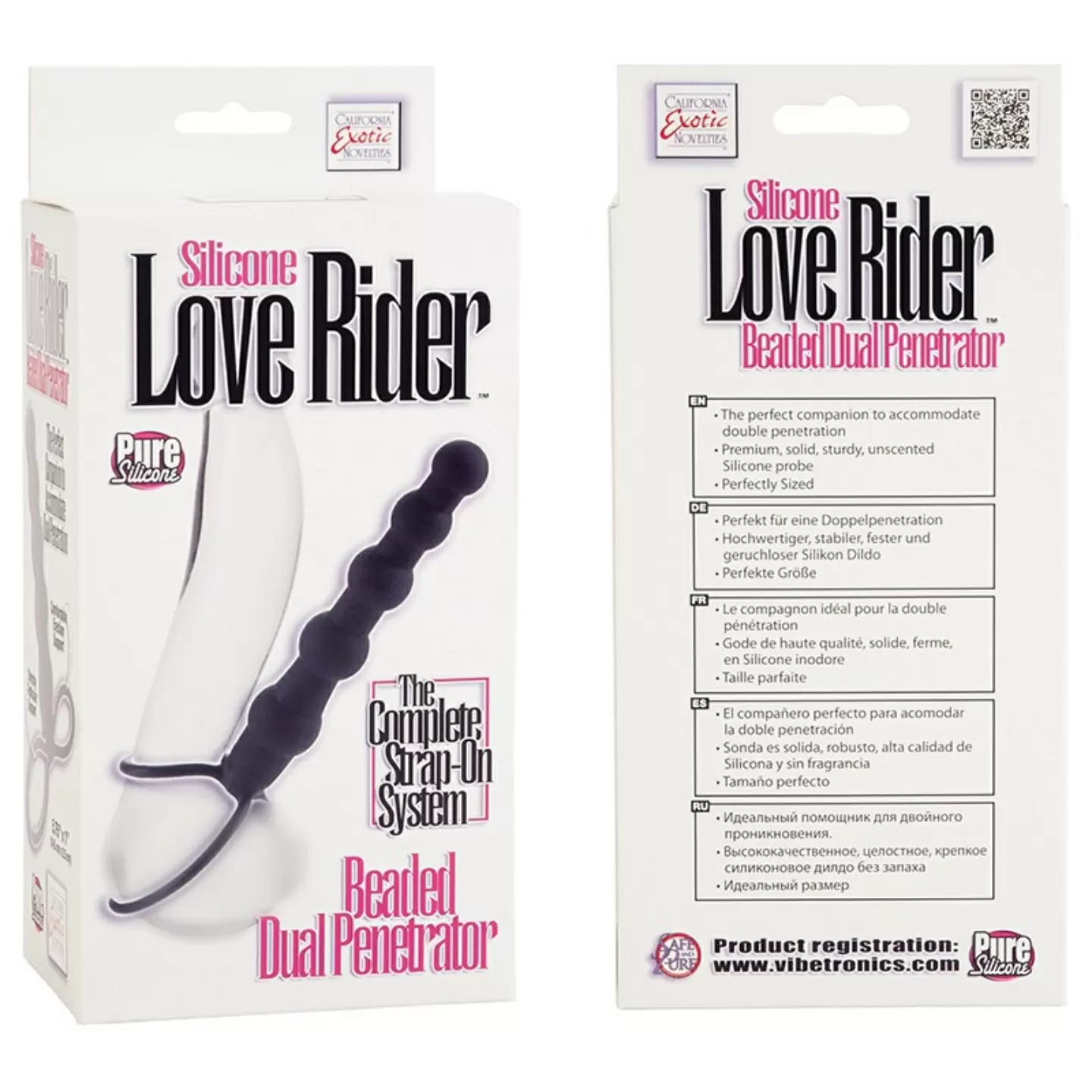 Ребристая насадка для двойного проникновения Beaded Dual Penetrator - Black, 14,5 см, силикон, черный