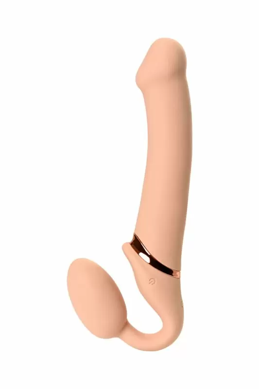 Безремневой страпон с вибрацией. Strap-on-me. 25 см. Телесный цвет