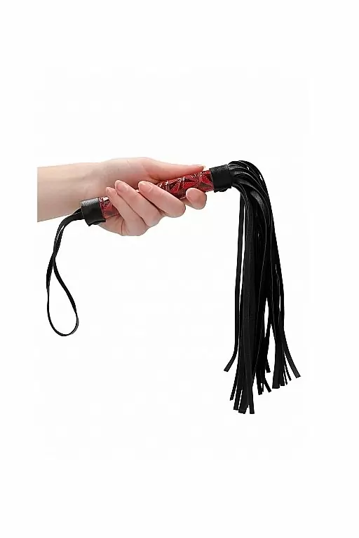 Гладкая плеть Luxury Whi (флогер) — черный с красным, длина 39 см