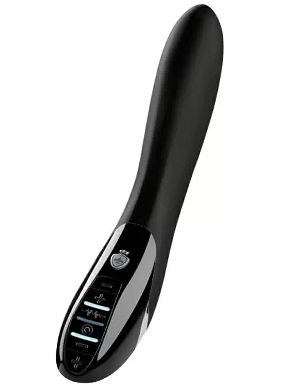 Изогнутый вибратор Mystim Electric Eric с электростимуляцией, 27 см, черный
