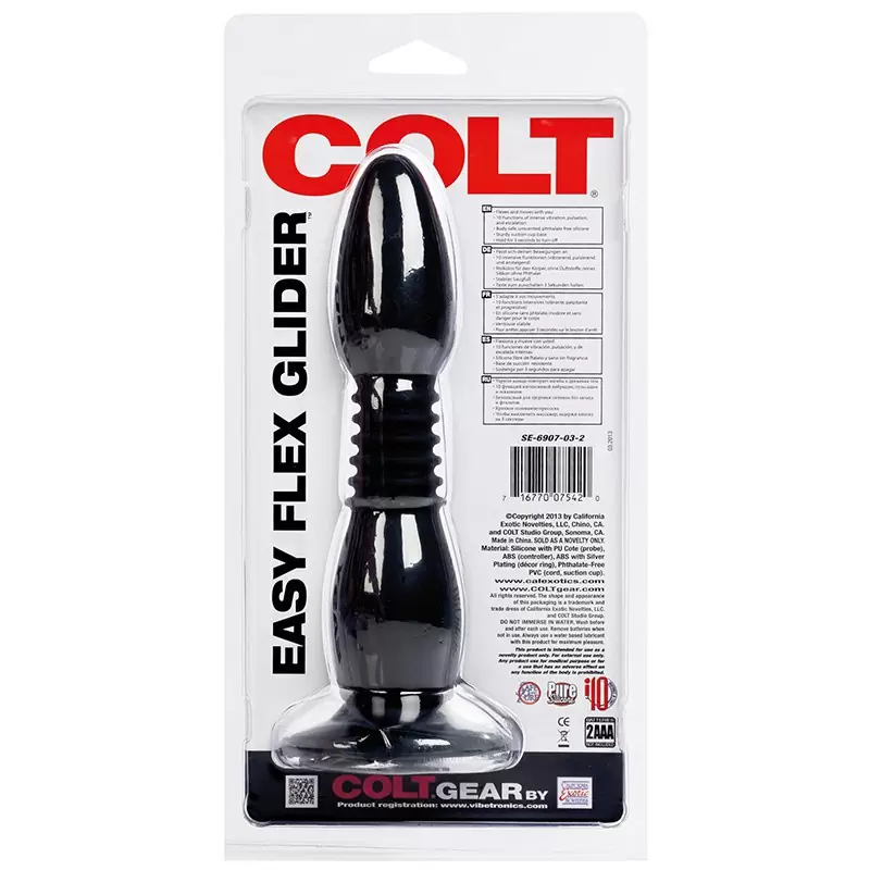 Гибкая анальная пробка с вибрацией COLT Easy Flex Glider – черная