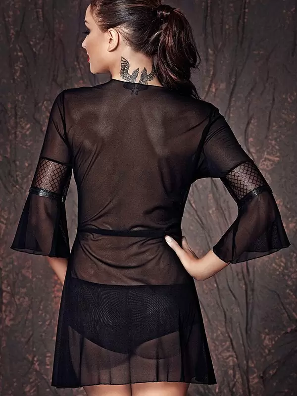 Чувственный пеньюар Anais Camelie с трусиками – черный, S