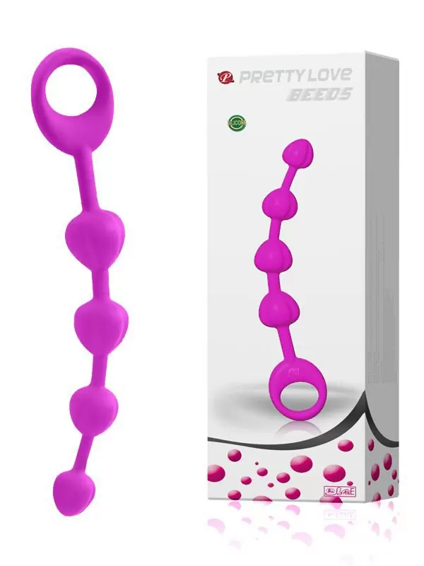 Анальная цепочка Beeds из рельефных шариков – розовый