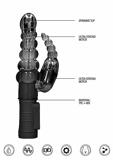Вибратор кролик Rotating Bubbles - Black