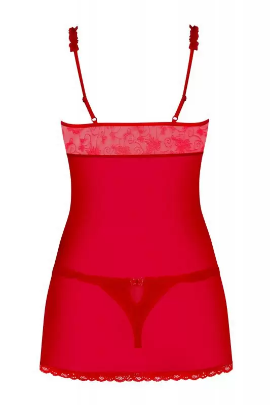 Полупрозрачный красный беби долл и трусики Romansia (Obsessive) – L/XL