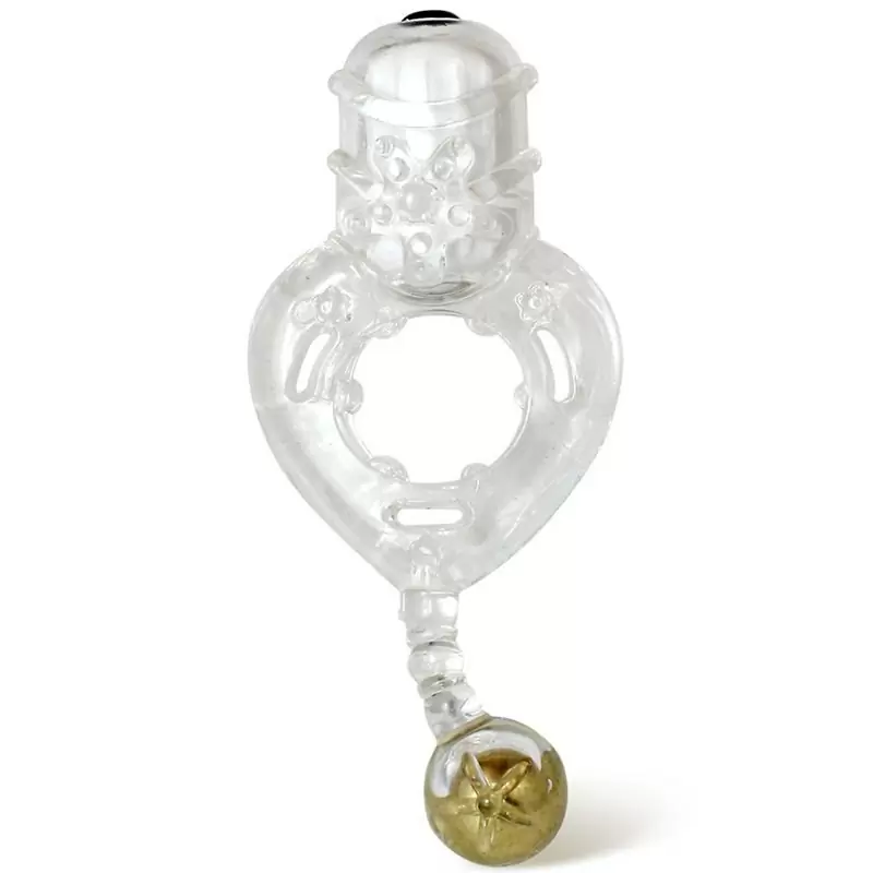 Виброкольцо Screaming O - Bong O с золотистым шариком – прозрачный