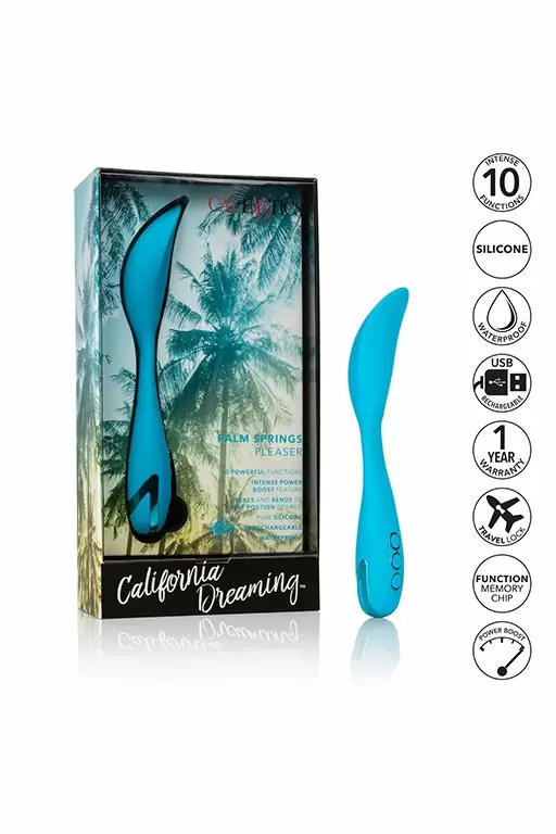 Гибкий вибратор Palm Springs Pleaser, с функцией Power Boost, 15,2 см, силикон, голубой