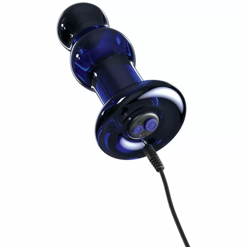 Стеклянный анальный вибратор с пультом ДУ Icicles № 83: 10.6 см, 10 режимов работы