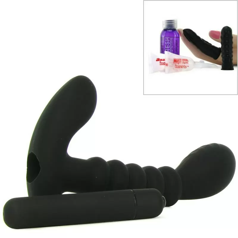 Ребристый стимулятор простаты Ribbed Prostate Vibe с вибрацией – черный