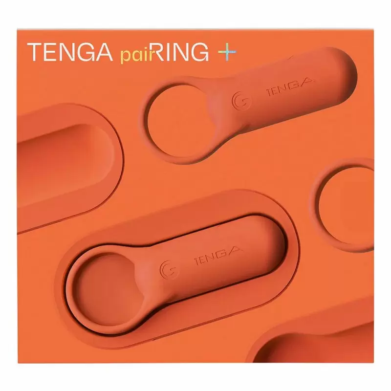 Эрекционное кольцо Tenga paiRING+ с усиленной вибрацией, коралл