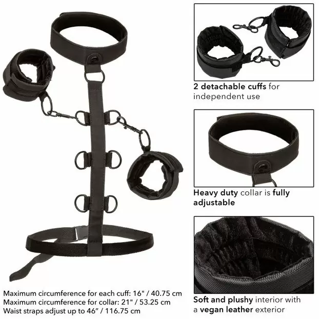 Бондаж нательный с ошейником и наручами «Collar Body Restraint»
