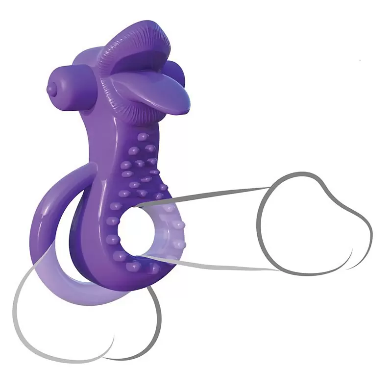 Эрекционное кольцо на пенис и мошонку Lovely Licks Couples Ring с вибрацией – фиолетовый