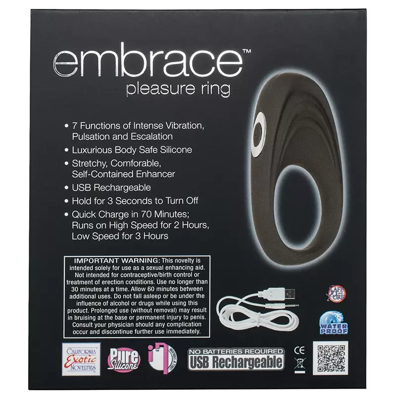 Эрекционное кольцо Embrace Pleasure Ring перезаряжаемое – серое