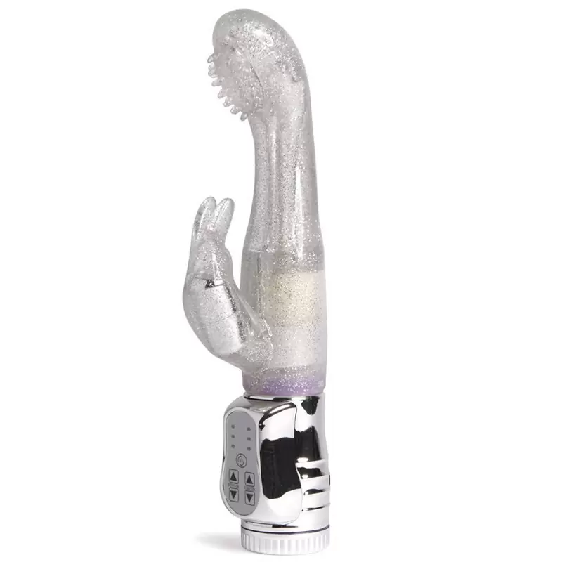 Высокотехнологичный вибромассажер Rotating G-Spot Rabbit с клиторальным стимулятором – прозрачный