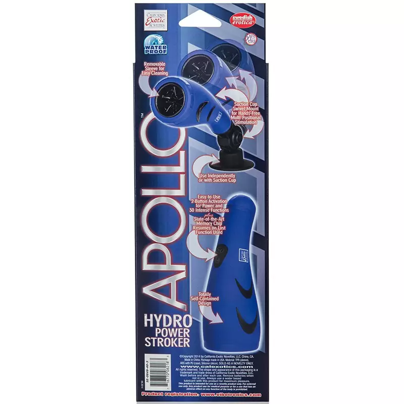 Мастурбатор Apollo Hydro Power Stroker с вибрацией – голубой	