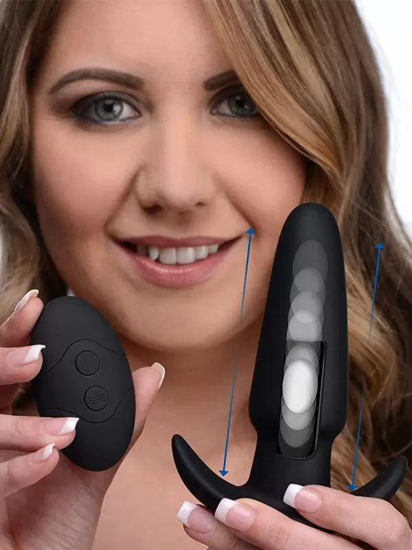 Анальная пробка Kinetic Thumping, гладкая с функцией толчков, 13,3 см, 4 режима, черный