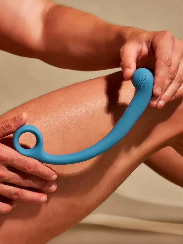 Изогнутый вибратор SVibe Snail AXI Spot Wand, технология AuraTouch, 8 режимов, 20,8 см, силикон, голубой