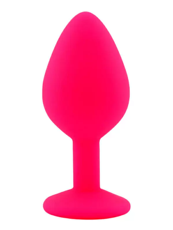 Средняя силиконовая анальная пробка Kanikule Medium с кристаллом – розовый с фиолетовым